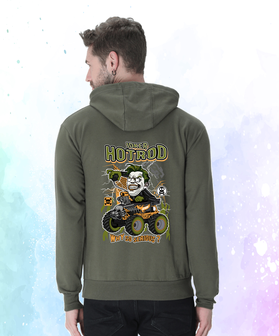 Joker Hotrod Back Print Hooded Sweatshirt Oblugift