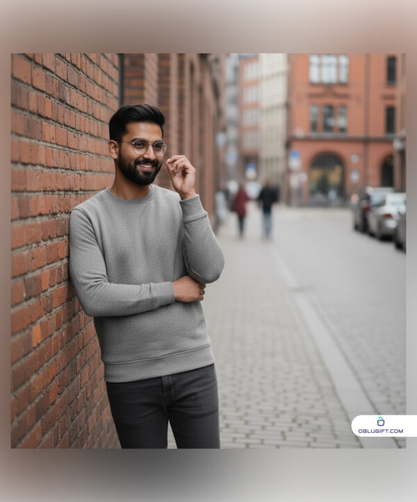 Buy Unisex Grey Melange Plain Sweatshirt Online – Premium 300 GSM